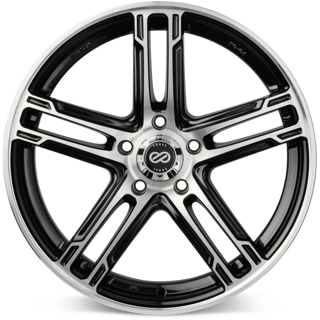 Enkei FD-05 Wheel - 17x7 / +40 / 5x100 - Black w/ Machined Lip - Angle 2