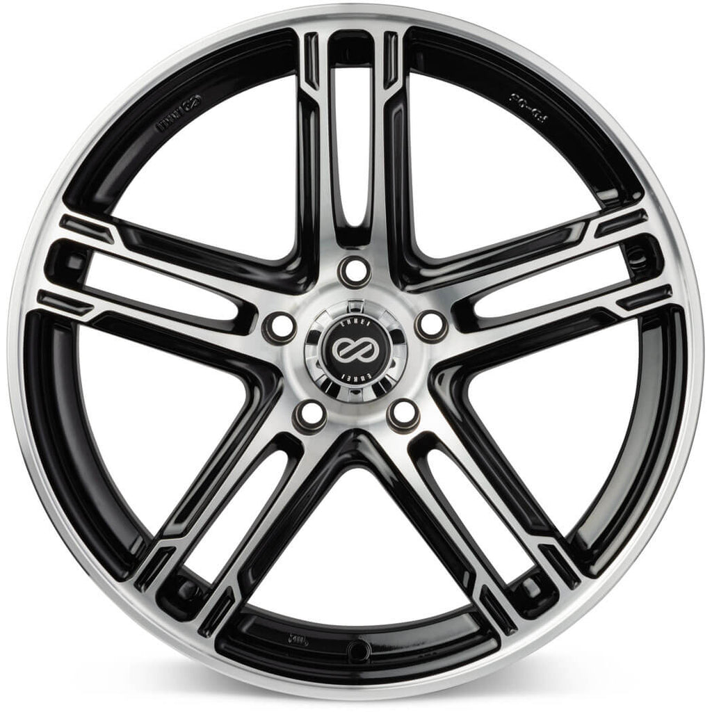 Enkei FD-05 Wheel - 17x7 / +50 / 5x100 - Black w/ Machined Lip - Angle 2