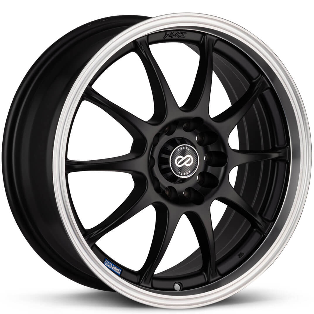 Enkei J10 Wheel - 15x6.5 / +38 / 4x100 & 4x114.3 - Black w/ Mach Lip