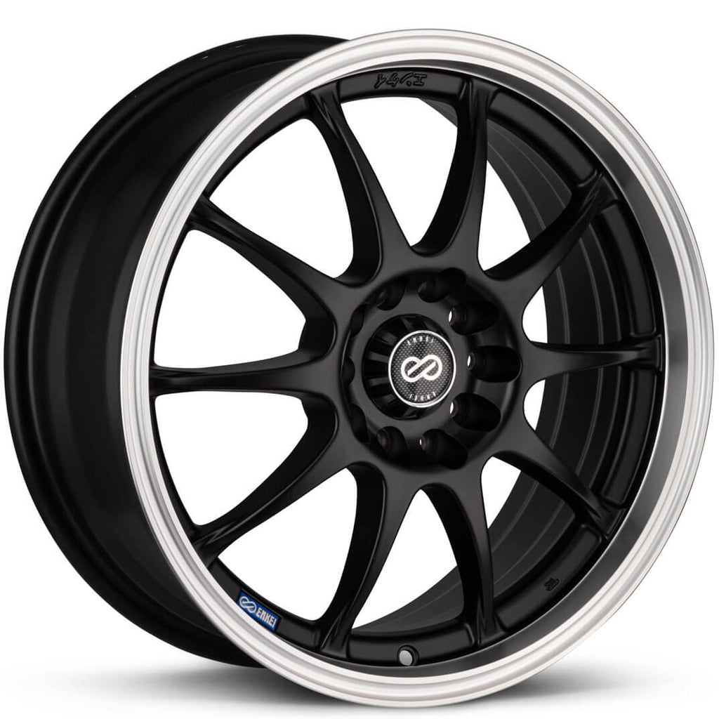 Enkei J10 Wheel - 16x7 / +38 / 5x114.3 & 5x112 - Black w/ Mach Lip