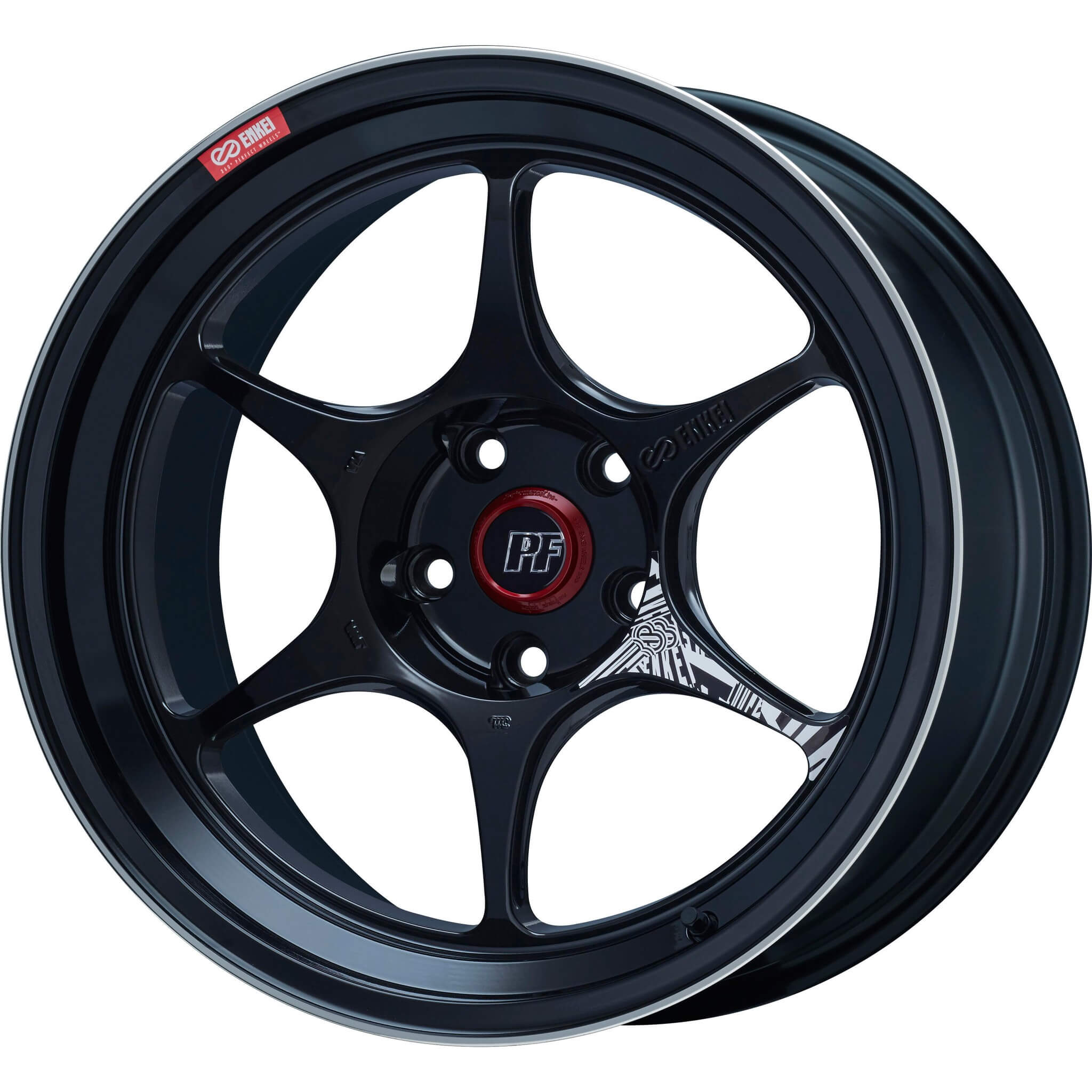 Enkei PF06 Wheel - 18x8.5 / +48 / 5x100 - Black Machined - Angle 3