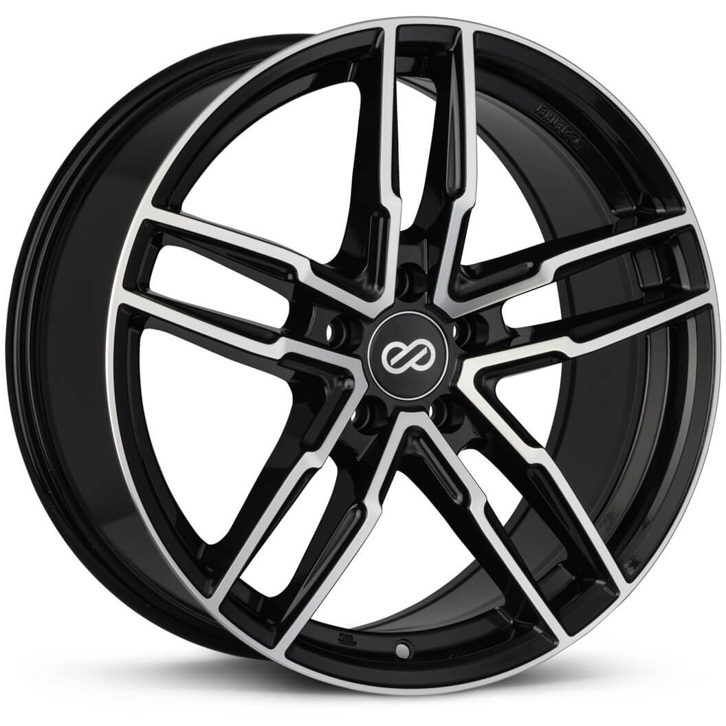Enkei SS05 Wheel - 17x7.5 / +45 / 5x100 - Black w/ Machined Lip - Angle 2