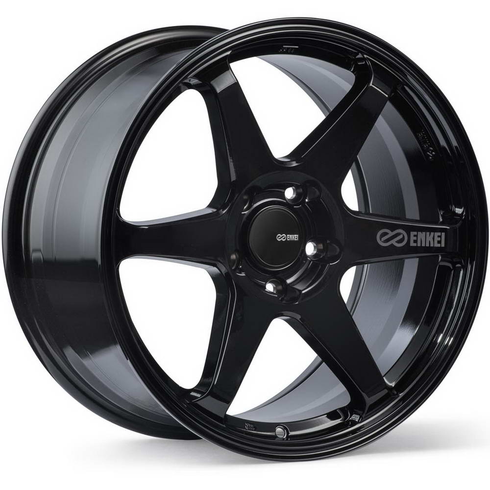 Enkei T6R Wheel - 18x8 / +45 / 5x112 - Gloss Black - Angle 2