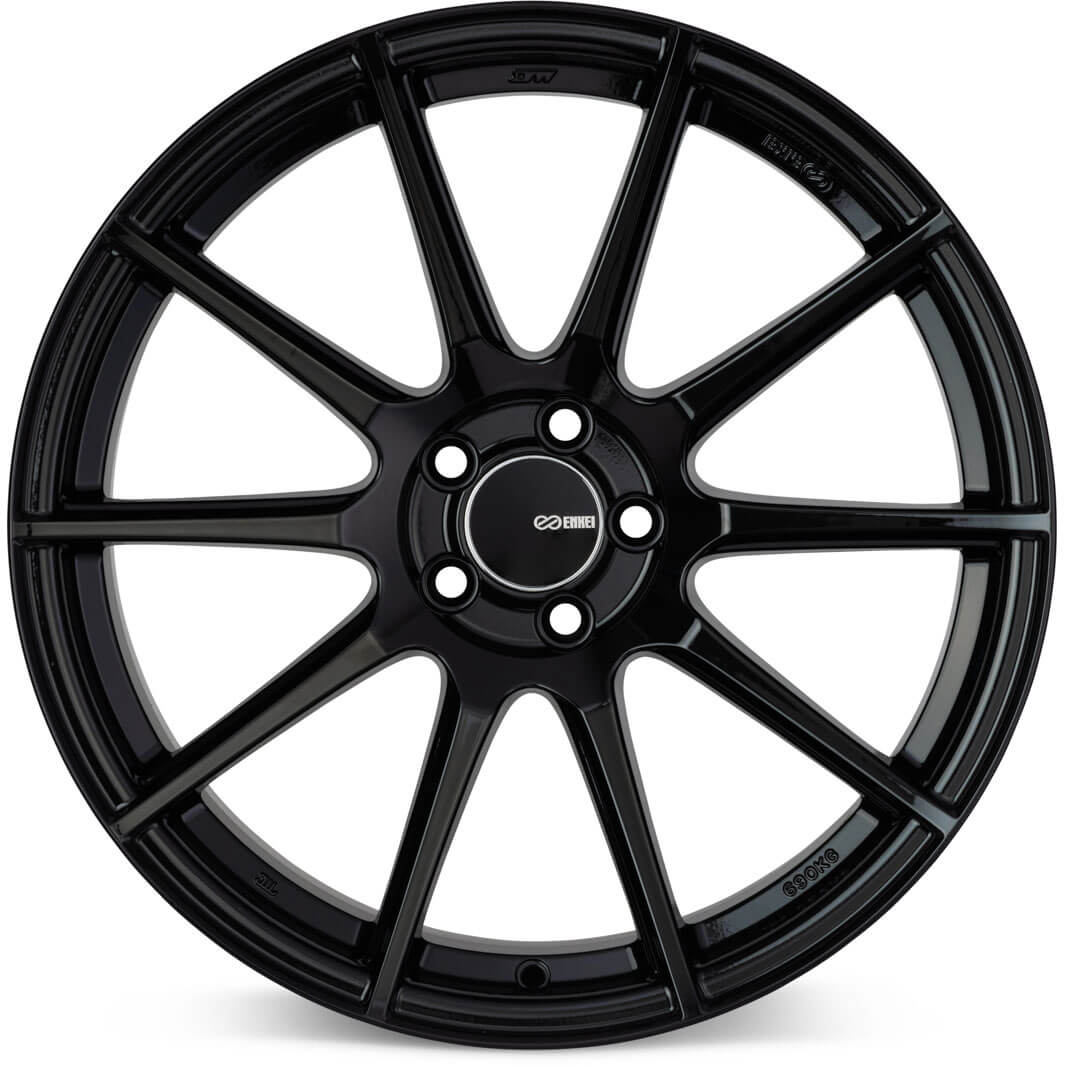 Enkei TS-10 Wheel - 18x8 / +45 / 5x100 - Gloss Black - Angle 2