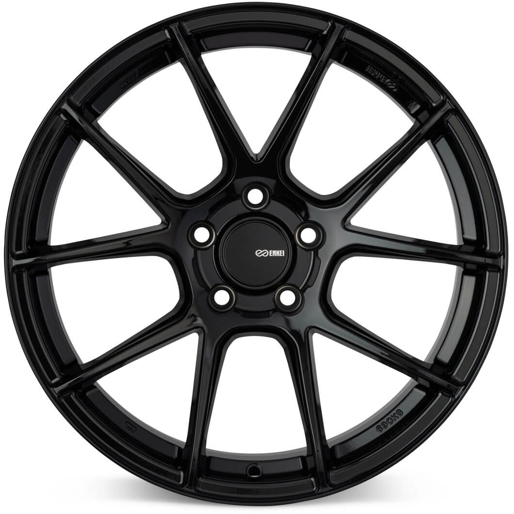 Enkei TS-V Wheel - 18x8.5 / +25 / 5x114.3 - Gloss Black - Angle 2