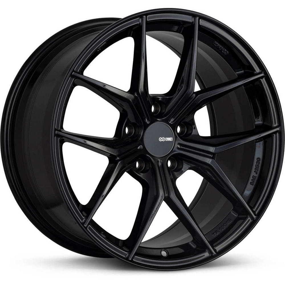 Enkei TSR-X Wheel - 18x8 / +45 / 5x100 - Gloss Black - Angle 2