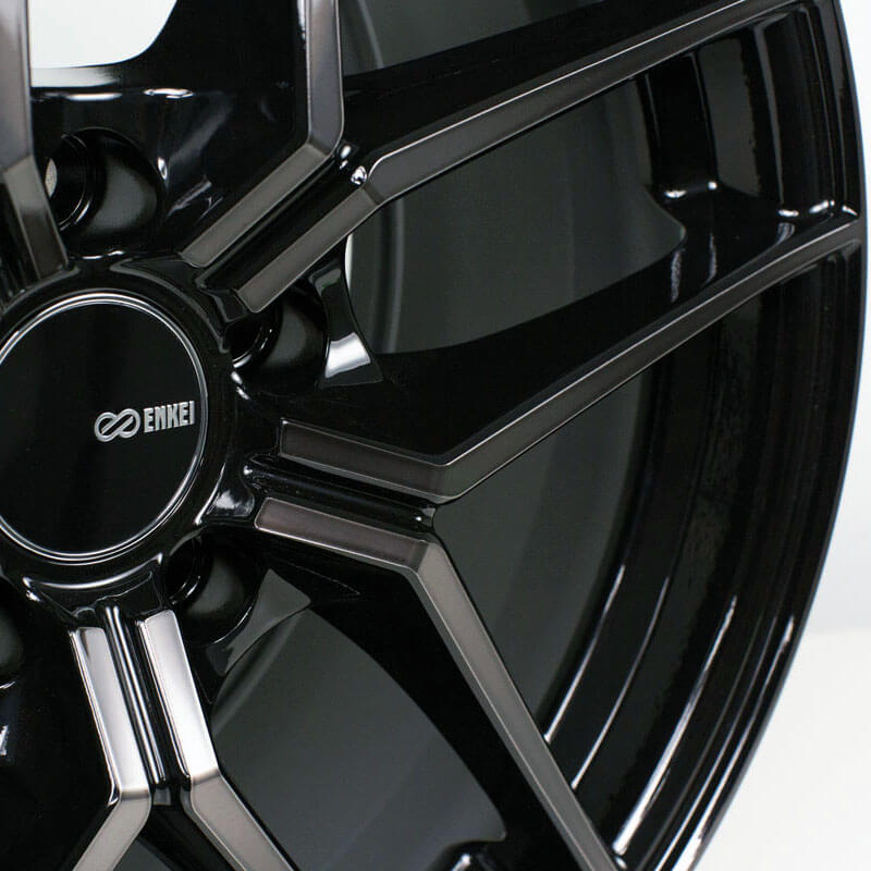 Enkei TY-5 Wheel - 18x8.5 / +35 / 5x114.3 - Pearl Black Machined - Angle 2