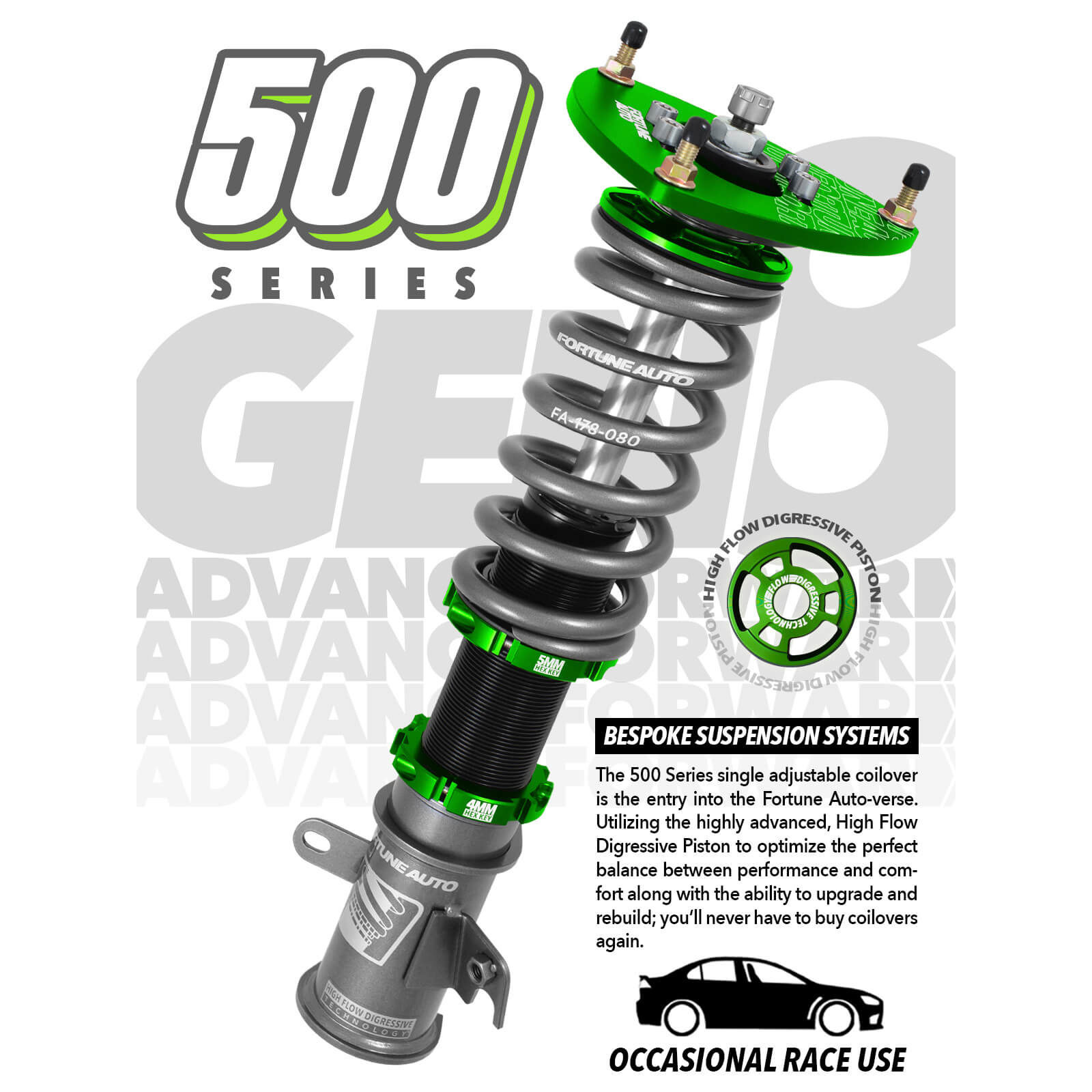 Fortune Auto 500 Series Coilovers, 2016-2023 MX-5 Miata (ND) - Angle 2