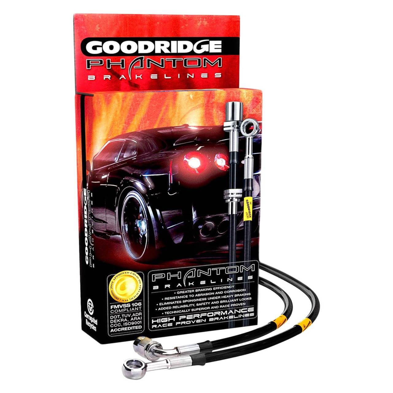 Goodridge Phantom Stainless Steel Brake Hoses Kit (Set/4 Lines), 2016-2018 Focus RS
