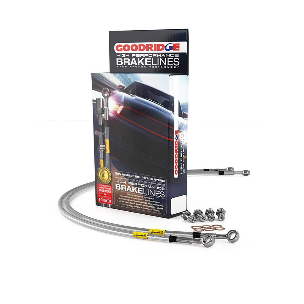 Goodridge Stainless Braided Brake Hoses Kit (Electric Blue), 2008-2014 STi