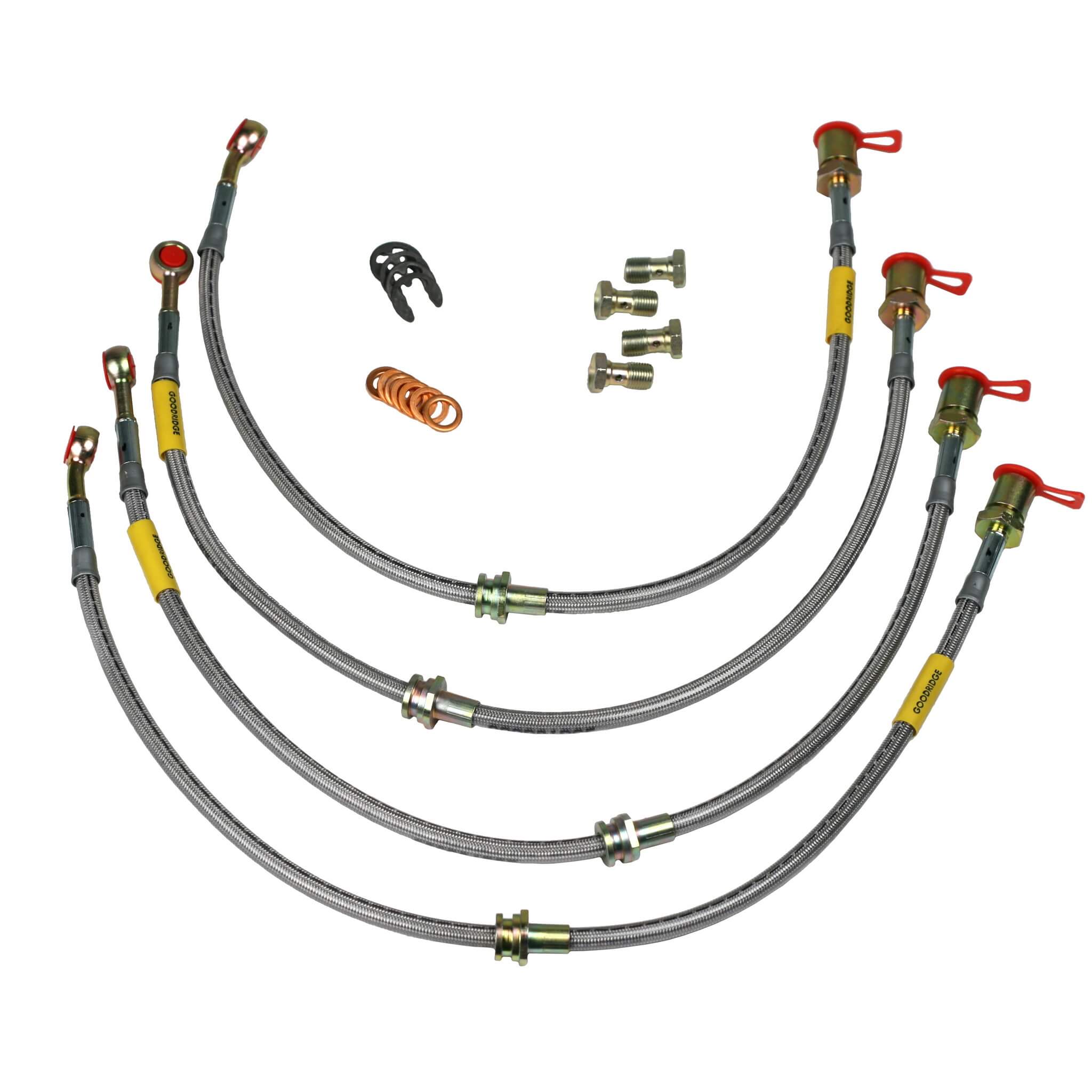 Goodridge Stainless Braided Brake Hoses Kit (Set/4 Lines), 1993-2001 Impreza
