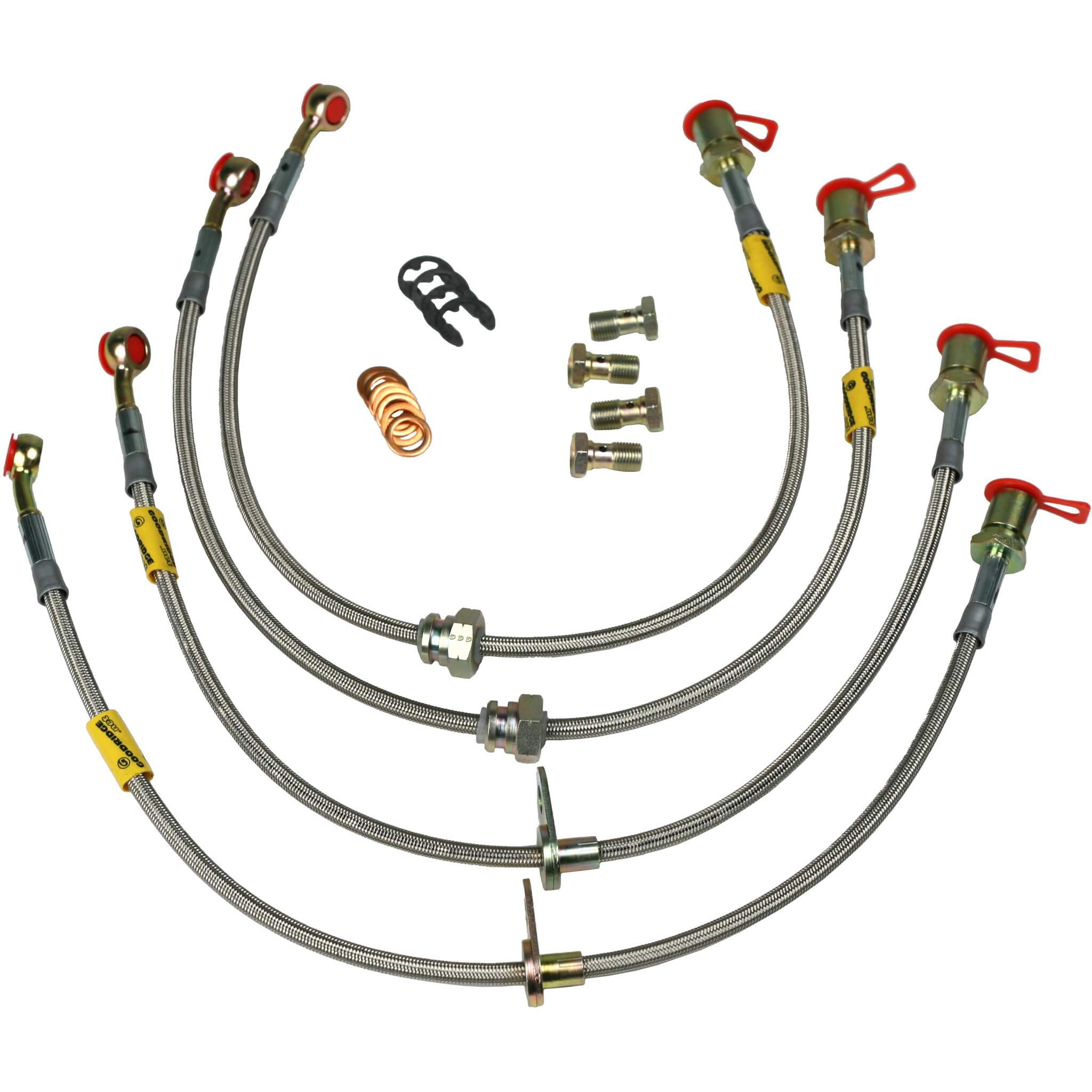 Goodridge Stainless Braided Brake Hoses Kit (Set/4 Lines), 2002-2007 WRX & 2004-2007 STi - Angle 2