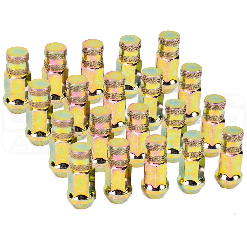 Gorilla Closed End Lug Nuts (Forged Steel, 12x1.25mm, Set/20, Yellow Zinc)