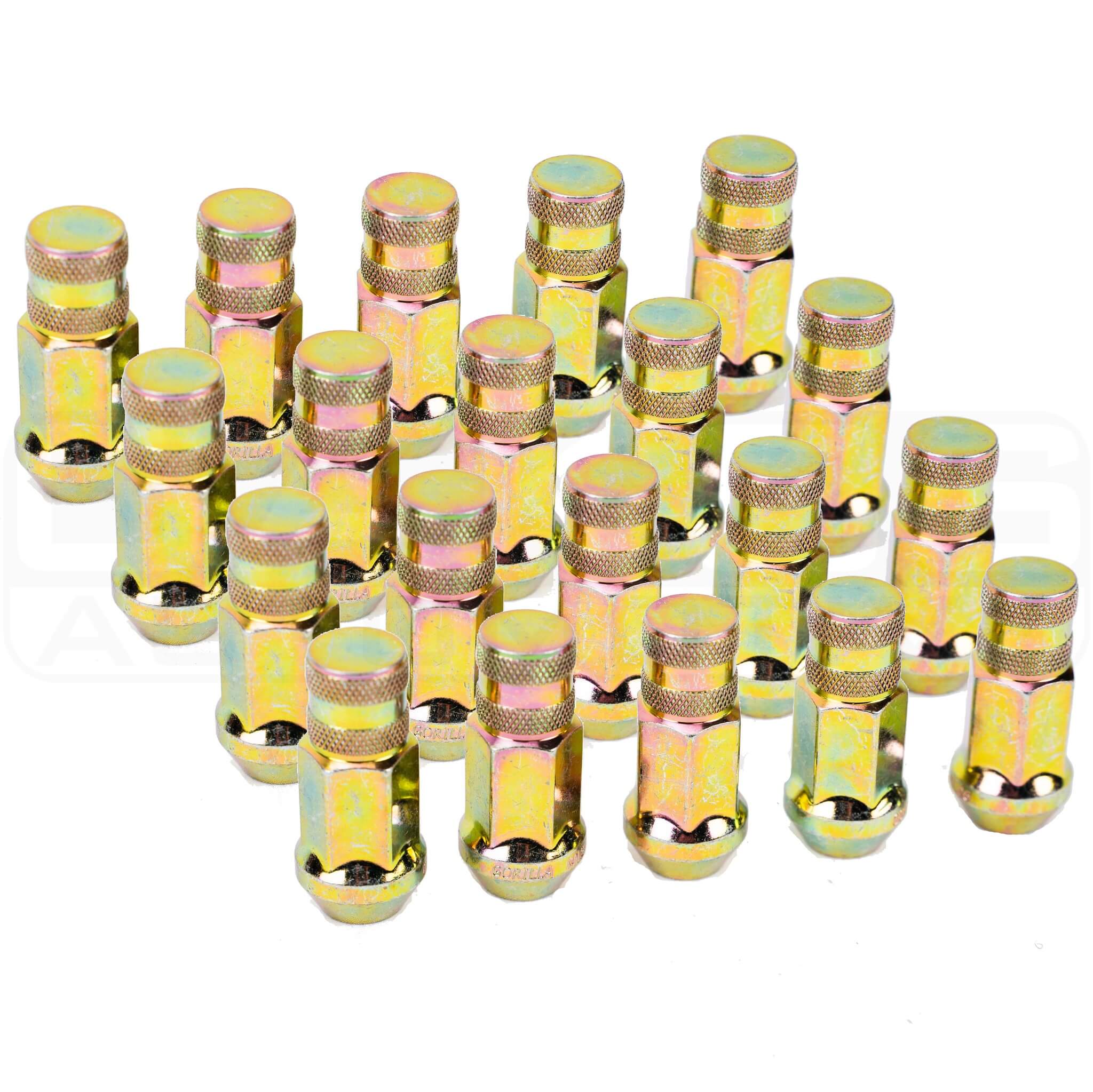 Gorilla Closed End Lug Nuts (Forged Steel, 12x1.25mm, Set/20, Yellow Zinc)
