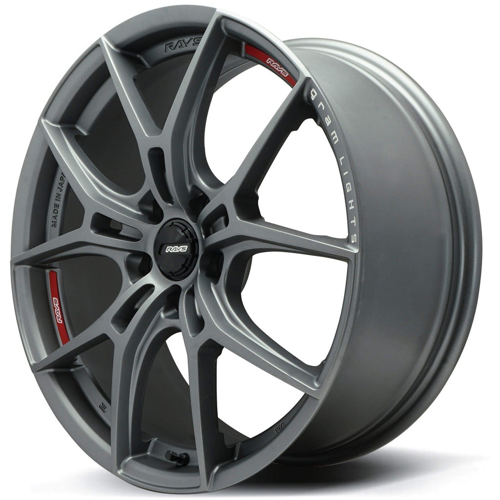 Gram Lights 57FXZ Overseas Wheel - 19x8.5 / +38 / 5x114.3 - Matte Graphite w/ Machining - Angle 2