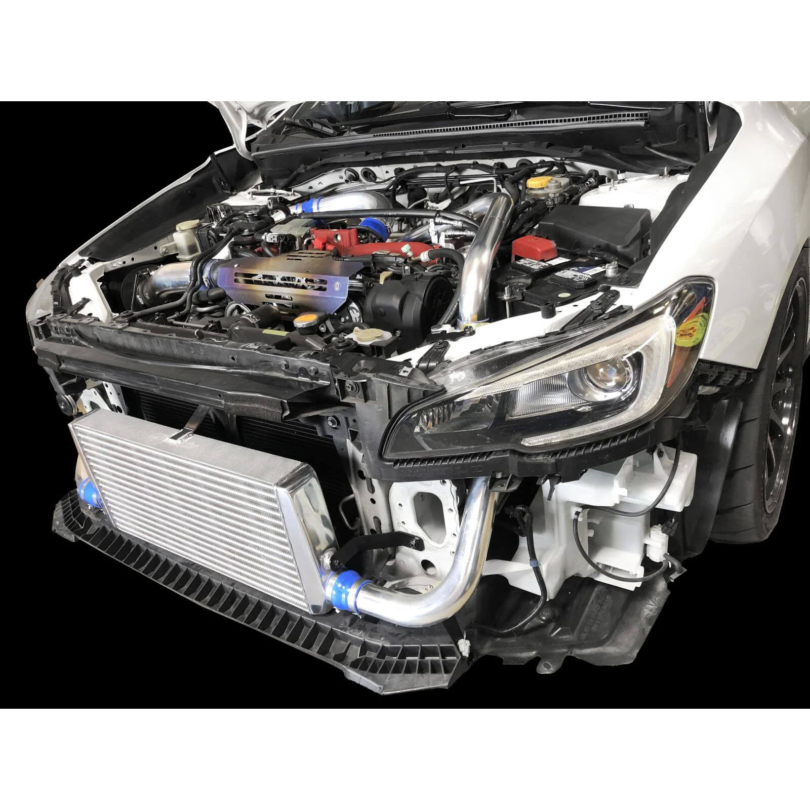 Greddy Front Mount Intercooler Kit (Black Core w/ Red Pipes), 2022-2026 WRX - Angle 2