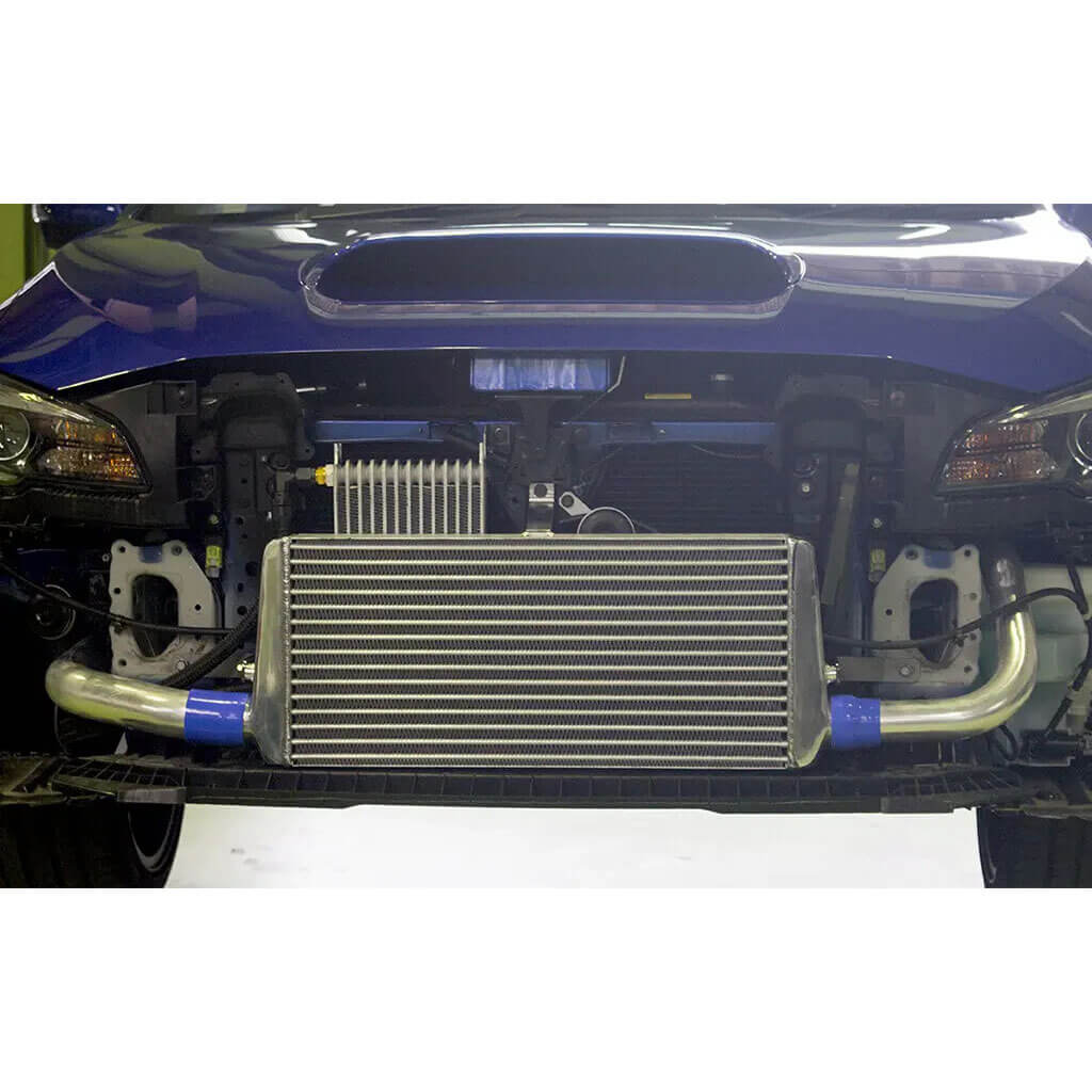 Greddy Front Mount Intercooler Kit (Black Core w/ Red Pipes), 2022-2026 WRX - Angle 5