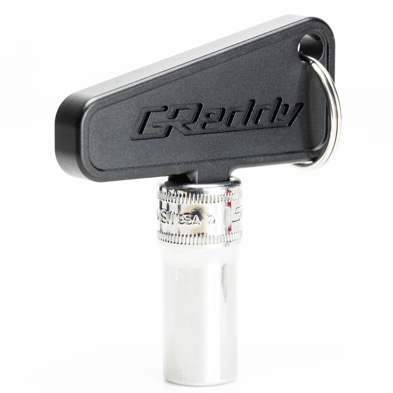 Greddy Master Switch Keychain (3/8in Drive, Black) - Angle 2