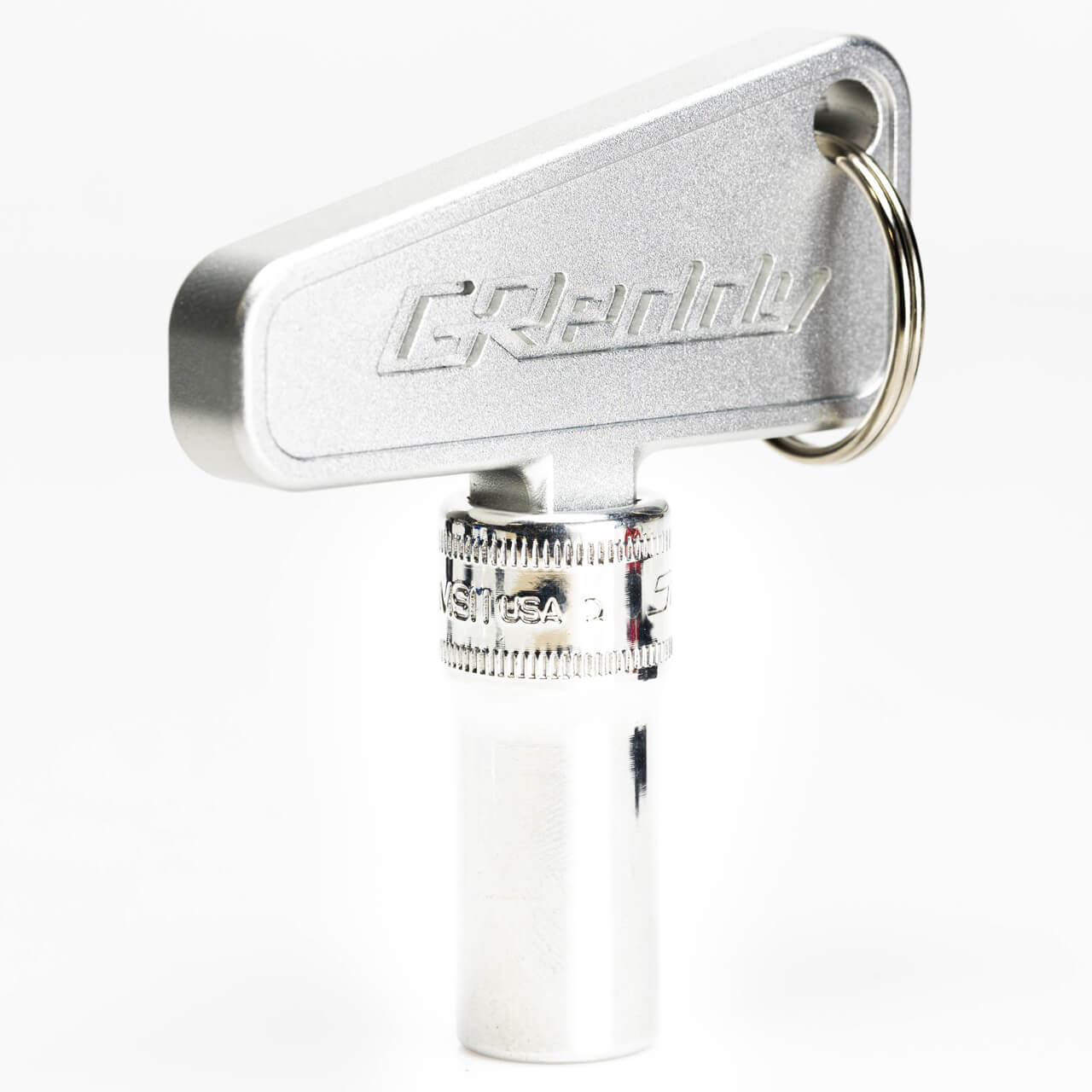 Greddy Master Switch Keychain (3/8in Drive, Silver) - Angle 2