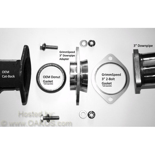 GrimmSpeed 3in Downpipe to OEM Midpipe Adapter Kit, 2002-2026 WRX & 2004-2021 STi - Angle 2