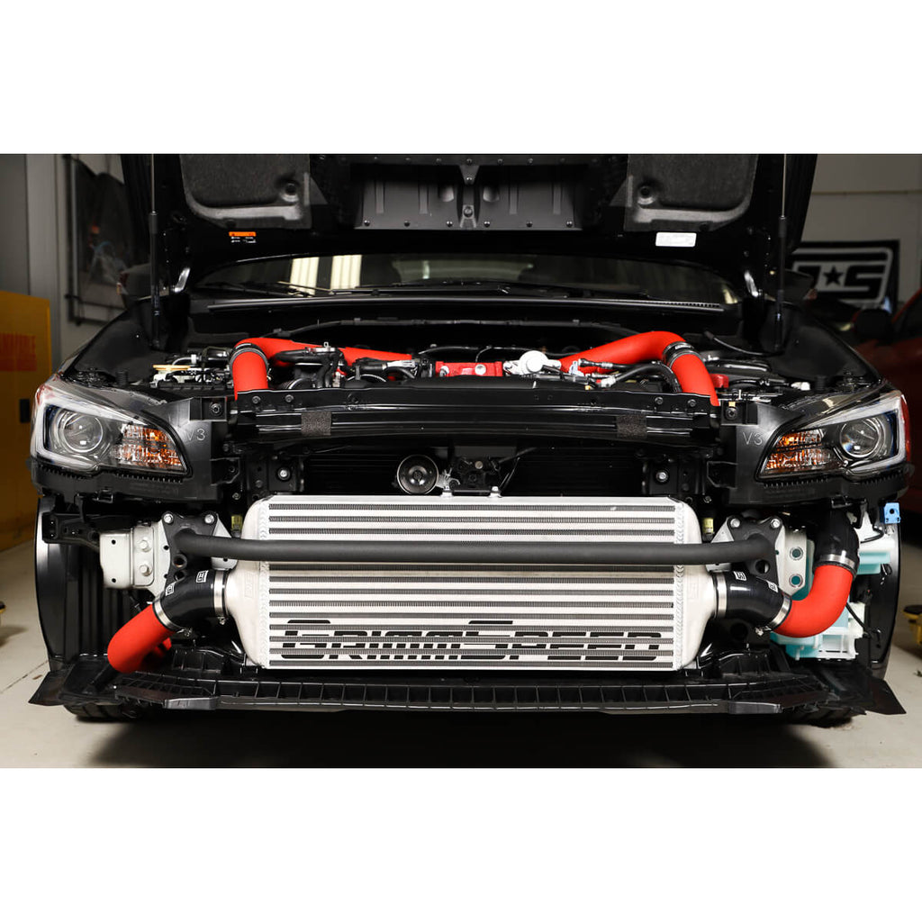 GrimmSpeed Front Mount Intercooler Bumper Bar (Black Powdercoat), 2008-2014 WRX & STi - Angle 6