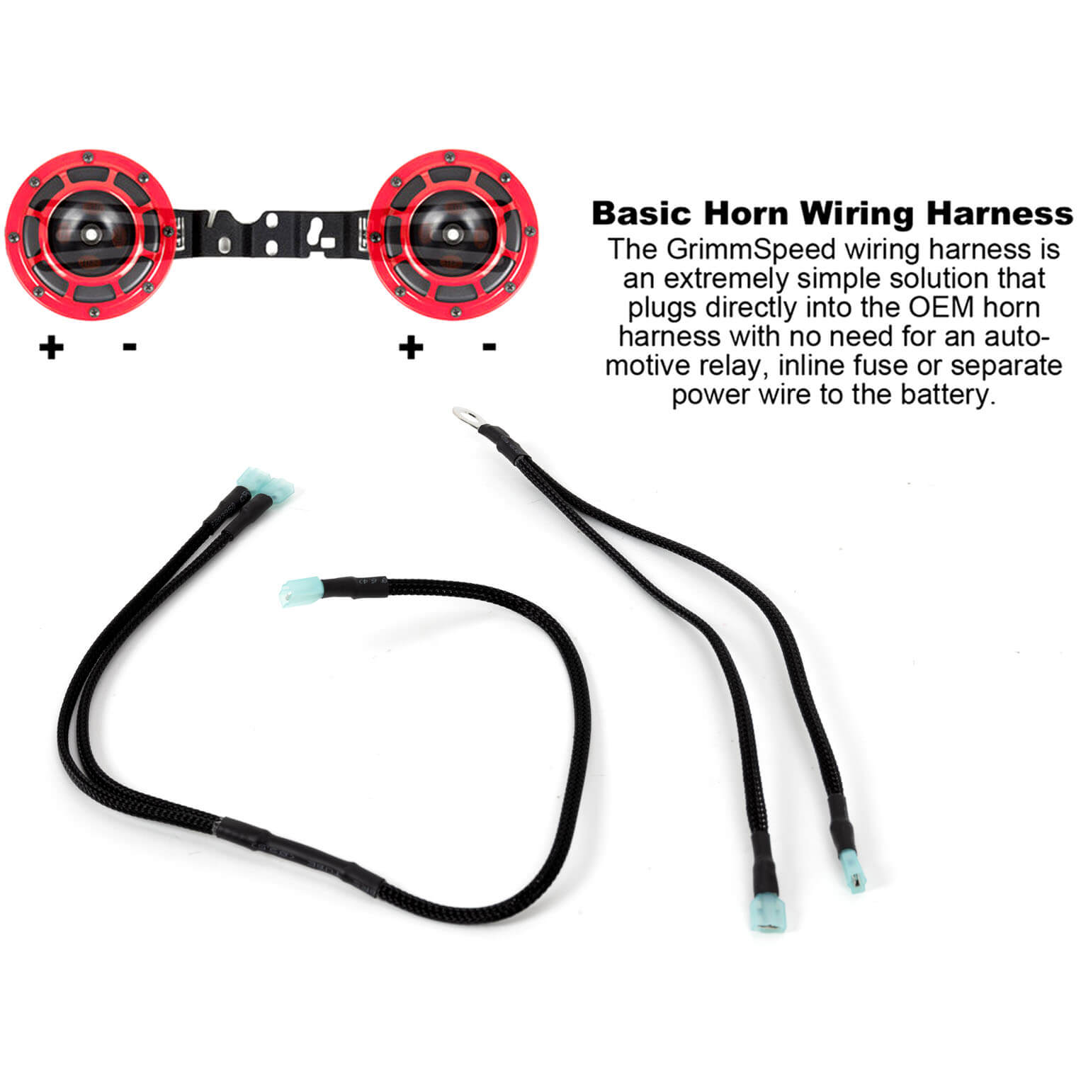 GrimmSpeed Hella Horn Wiring Harness, 2002-2014 WRX & 2004-2014 STi - Angle 3