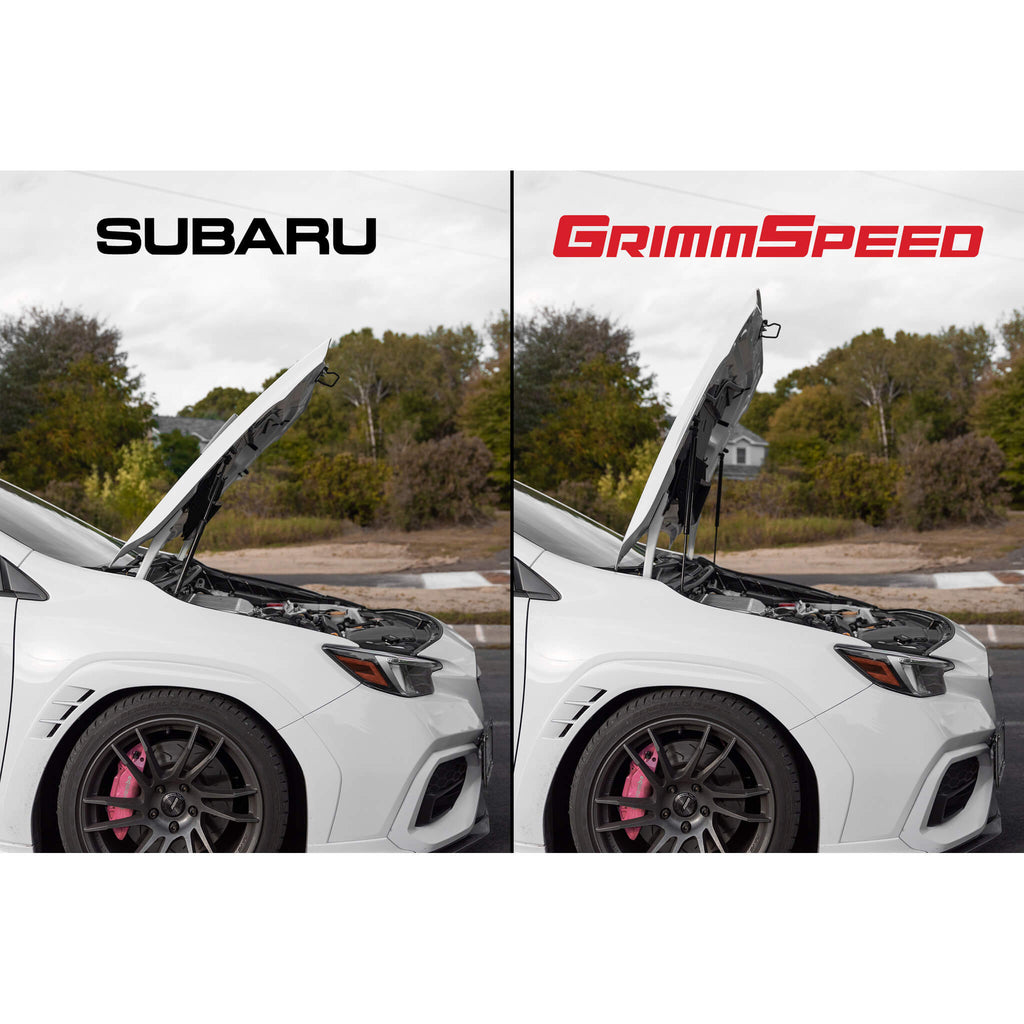GrimmSpeed High-Lift Hood Struts, 2015-2026 WRX & 2015-2021 STi - Angle 3