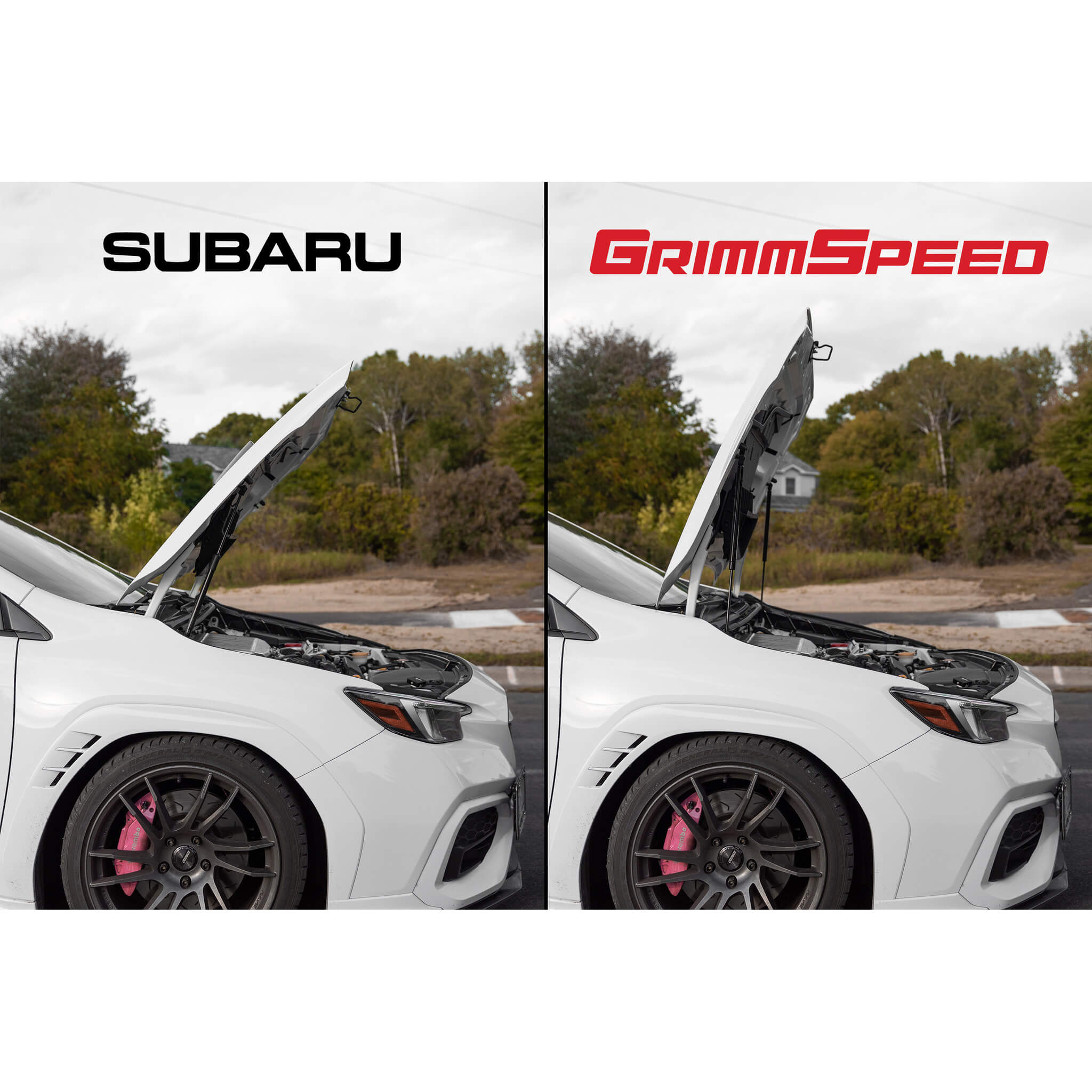 GrimmSpeed High-Lift Hood Struts, 2015-2026 WRX & 2015-2021 STi - Angle 3
