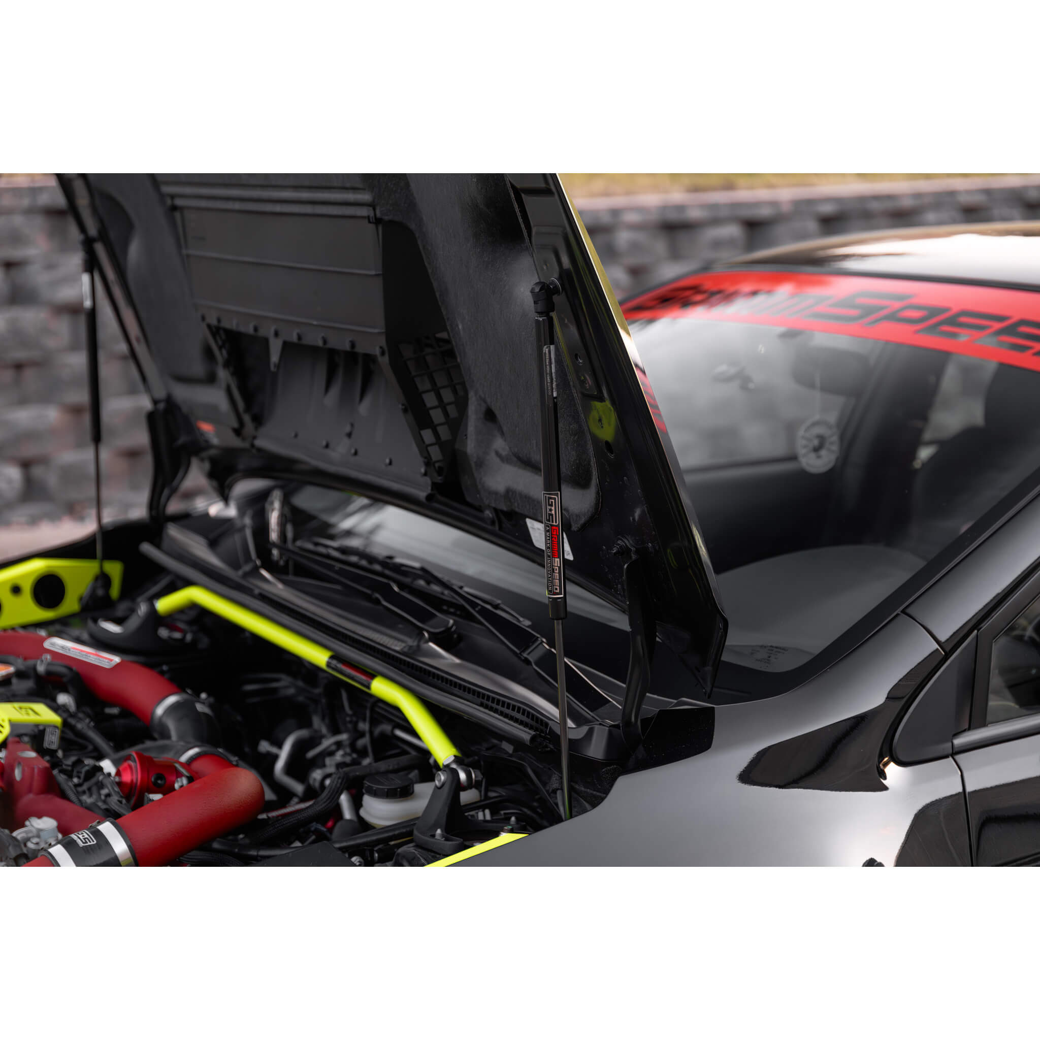 GrimmSpeed High-Lift Hood Struts, 2015-2026 WRX & 2015-2021 STi - Angle 5