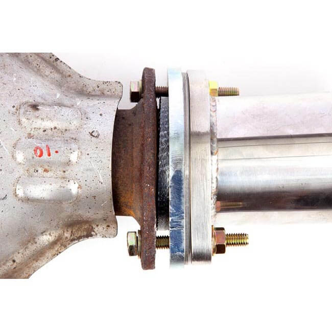 GrimmSpeed OEM Downpipe to 3in Cat-Back Adapter, 2002-2026 WRX & 2004-2021 STi - Angle 3