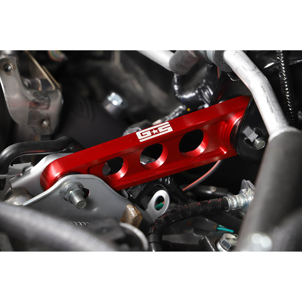 GrimmSpeed Pitch Stop Mount Race Version (95A Bushings, Red), 2002-2026 WRX & 2004-2021 STi - Angle 4