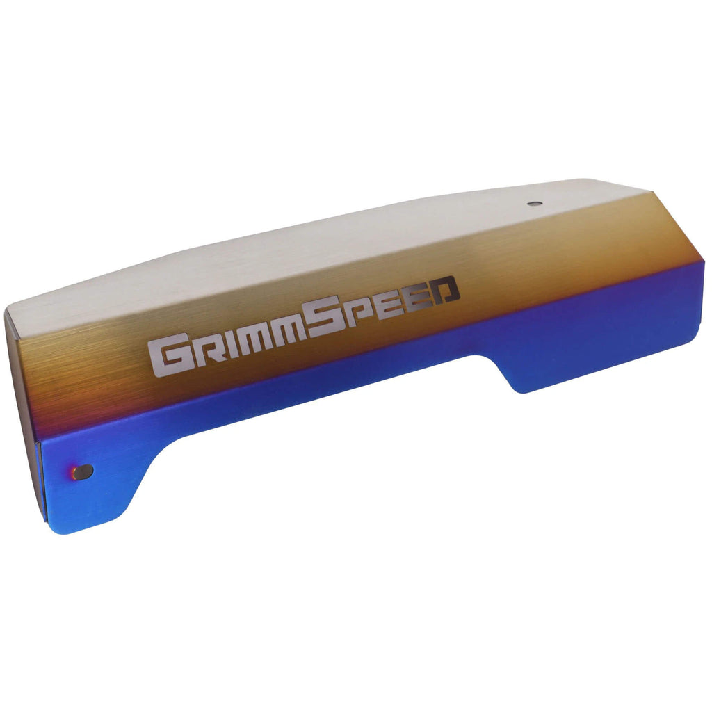GrimmSpeed Pulley Cover (Titanium), 2015-2021 WRX - Angle 3