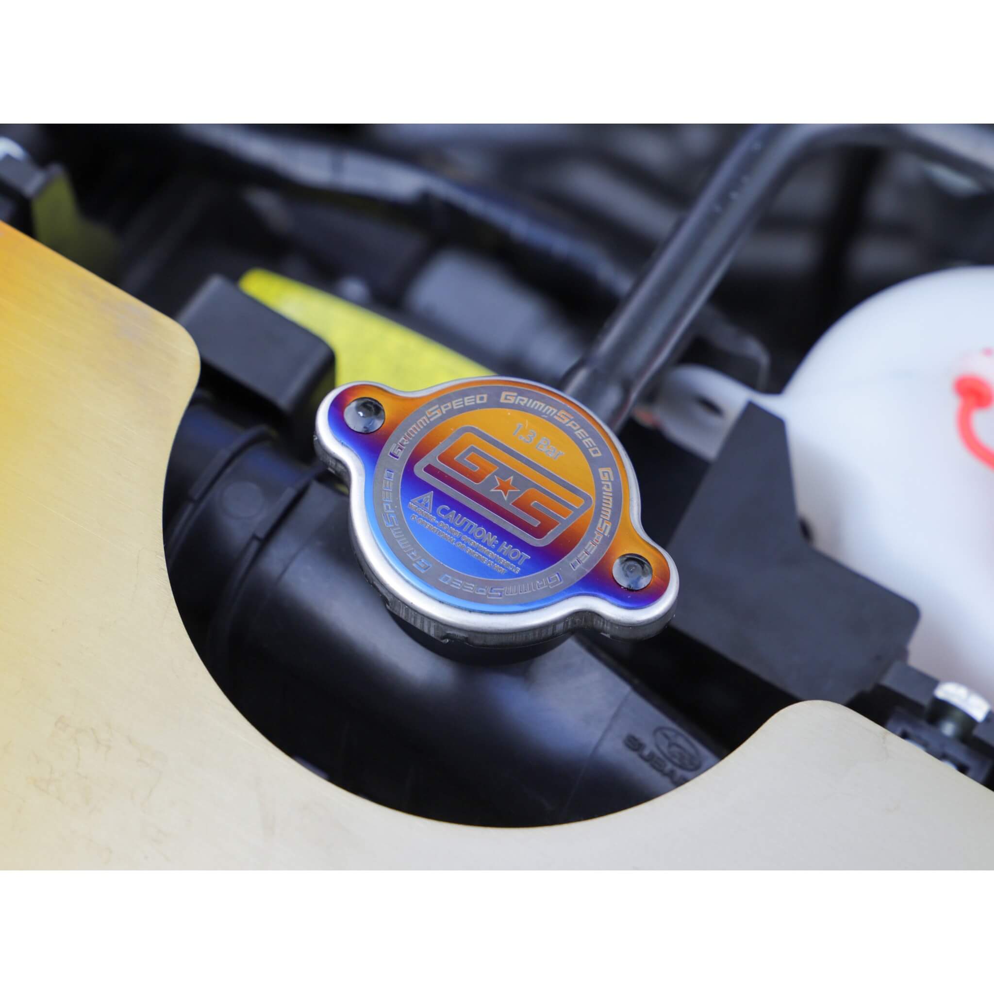 GrimmSpeed Radiator Cap (Type A, 1.3Bar, Titanium), 2002-2014 WRX & 2004-2021 STi - Angle 5