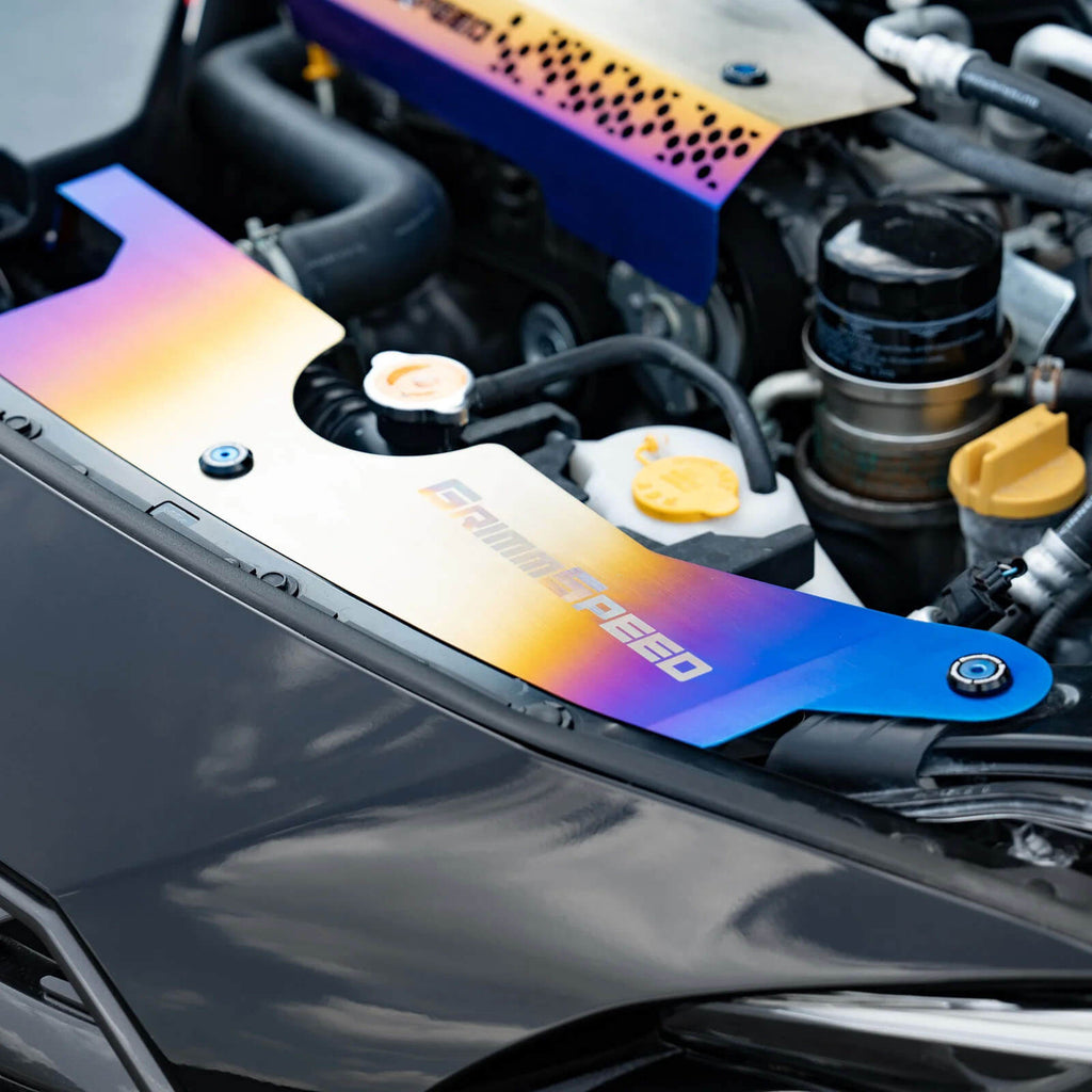 GrimmSpeed Radiator Shroud (Titanium), 2022-2026 WRX - Angle 4