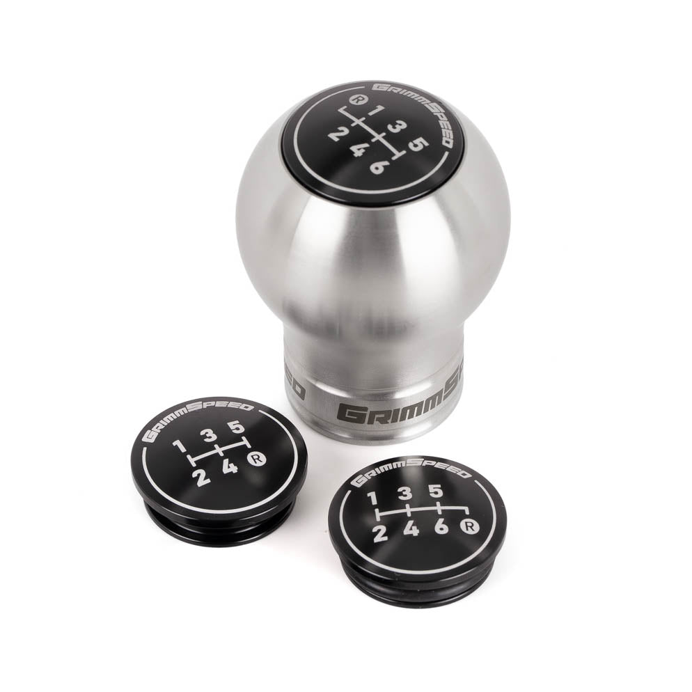 GrimmSpeed Swap-Top Weighted Shift Knob (Bulb, Stainless Steel), 2002-2026 WRX & STi - Angle 2