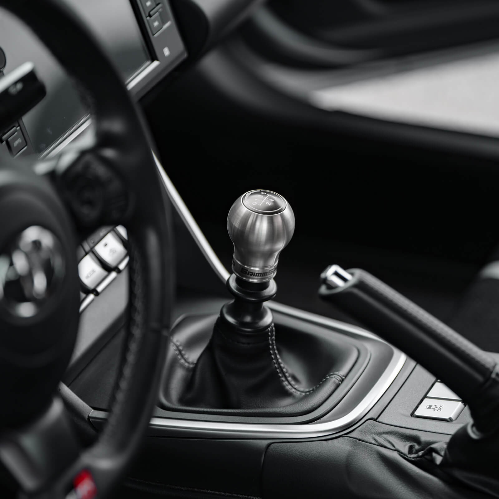 GrimmSpeed Swap-Top Weighted Shift Knob (Bulb, Stainless Steel), 2002-2026 WRX & STi - Angle 4