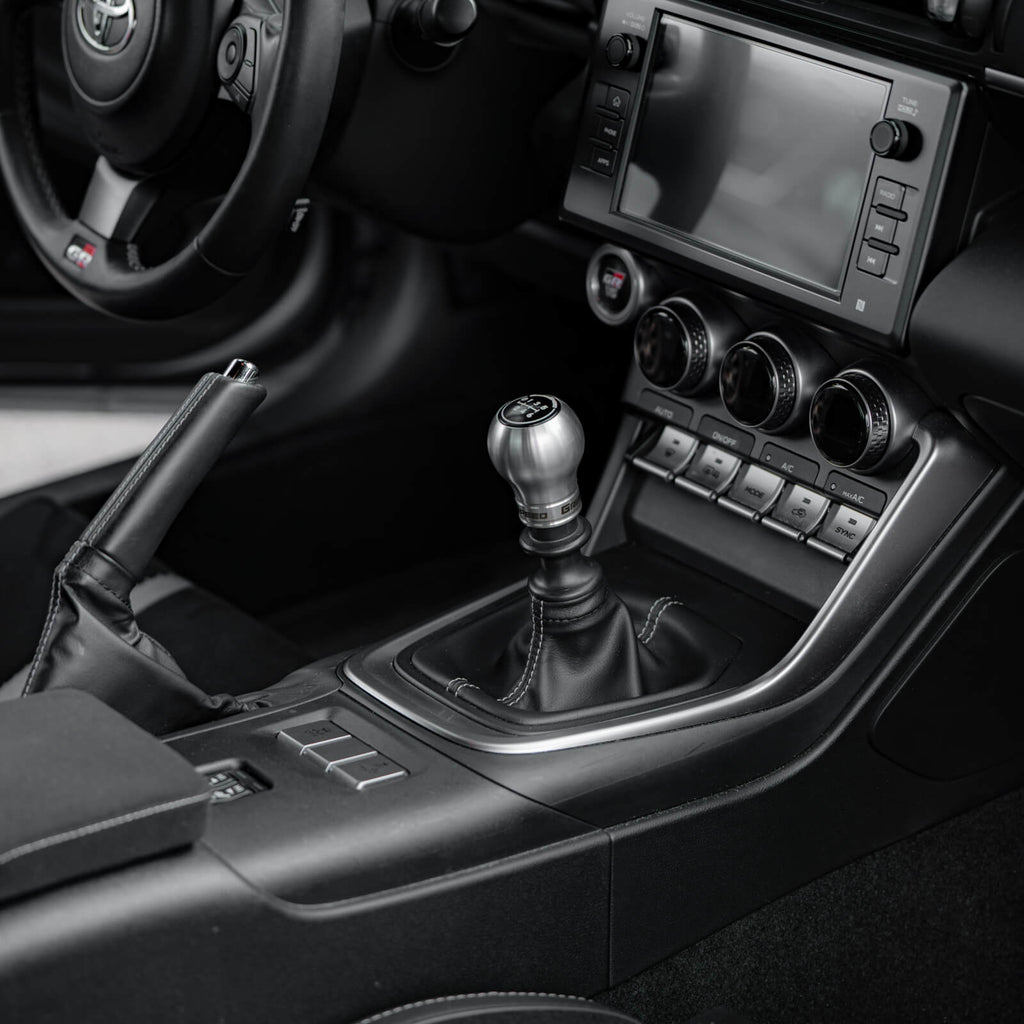 GrimmSpeed Swap-Top Weighted Shift Knob (Bulb, Stainless Steel), 2002-2026 WRX & STi - Angle 5