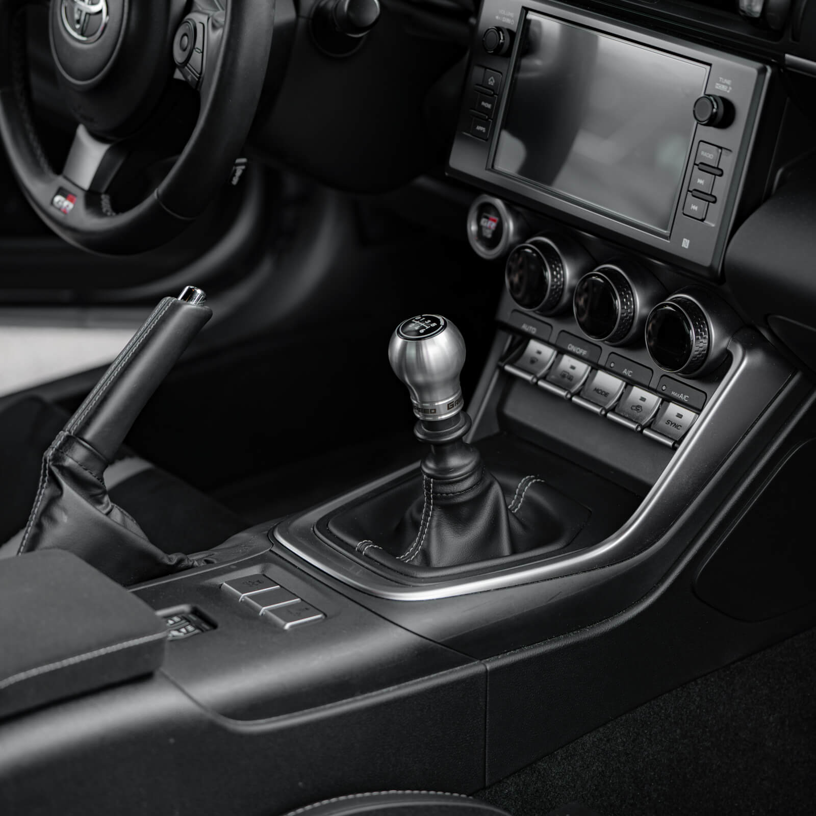 GrimmSpeed Swap-Top Weighted Shift Knob (Bulb, Stainless Steel), 2002-2026 WRX & STi - Angle 5