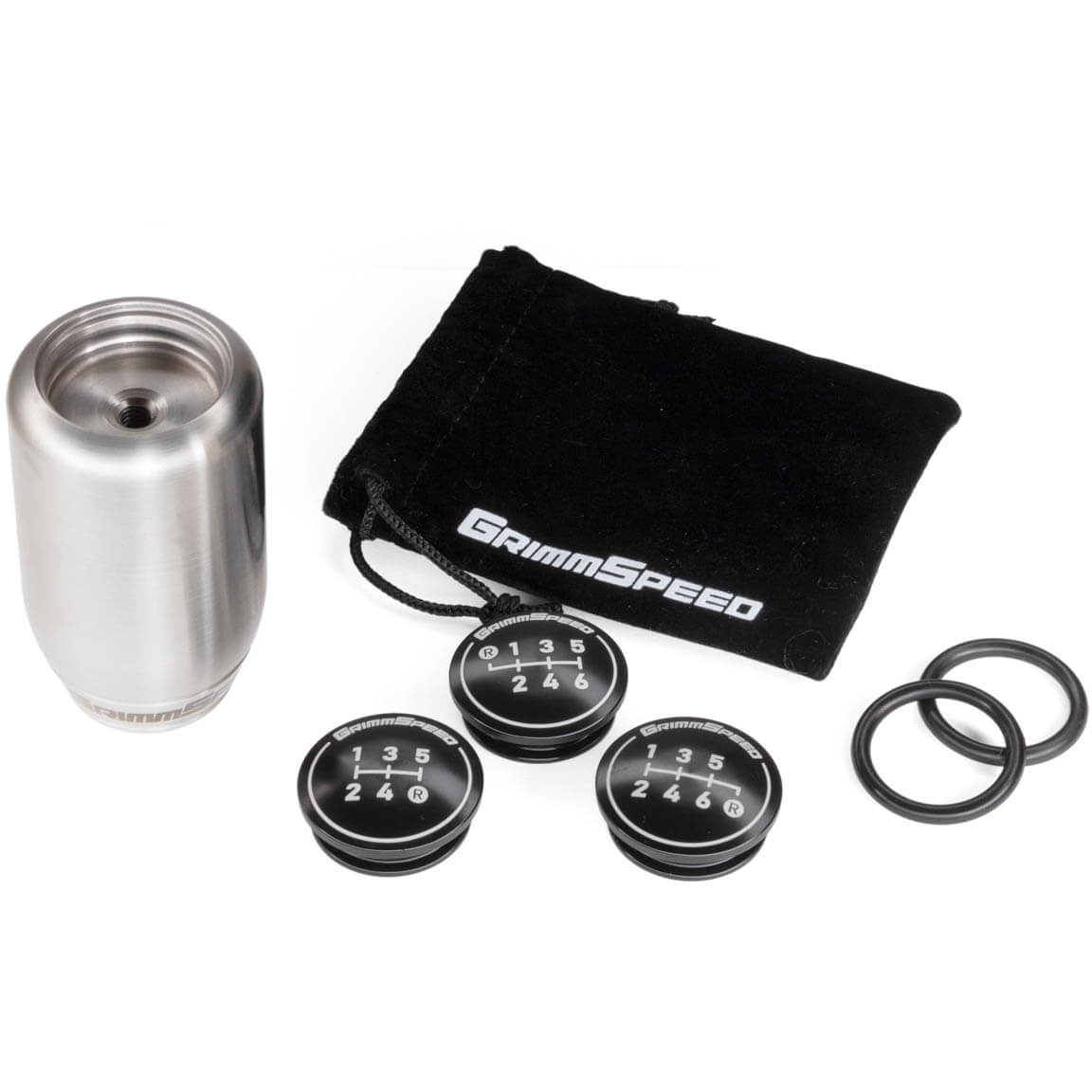 GrimmSpeed Swap-Top Weighted Shift Knob (Piston, Stainless Steel), 2002-2026 WRX & STi