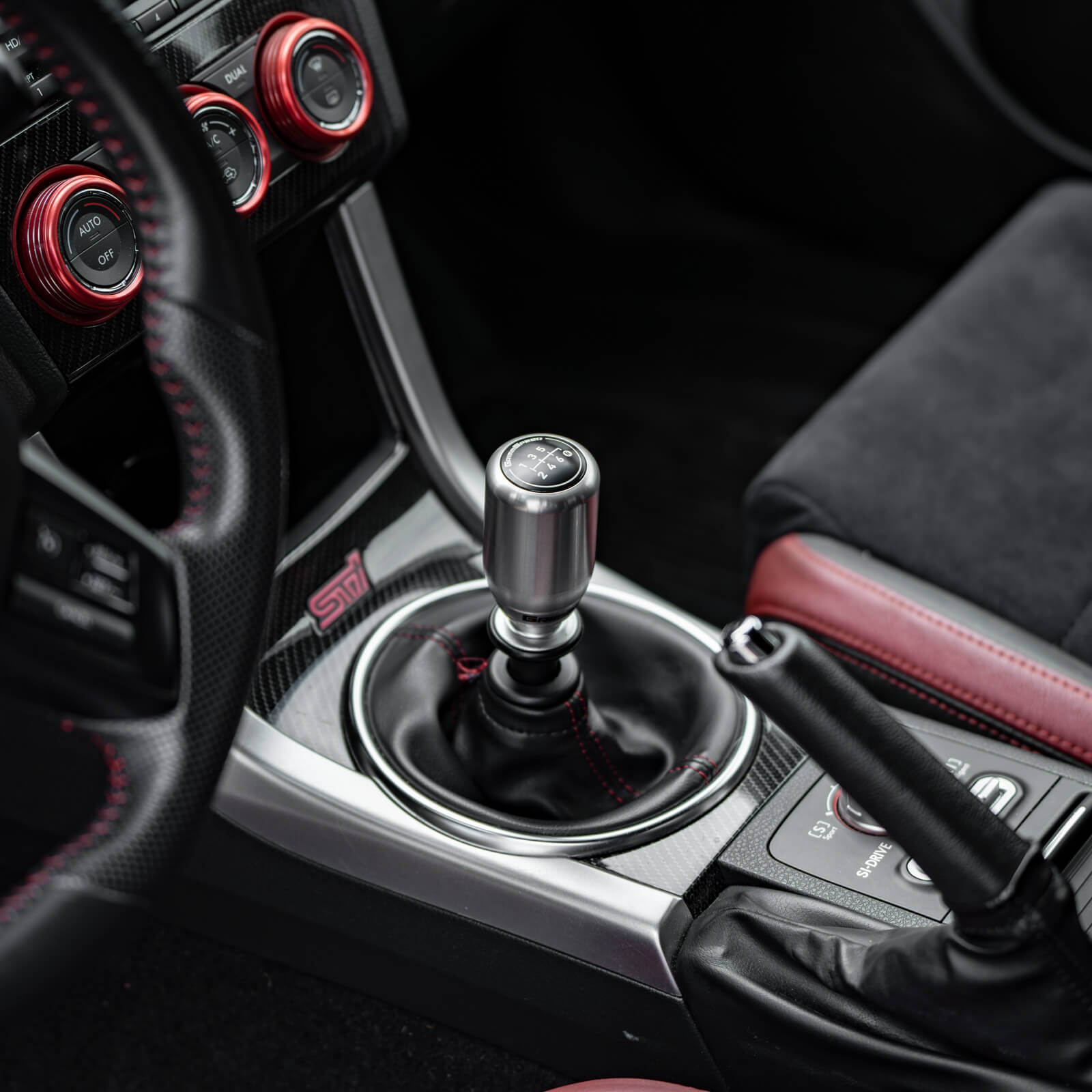 GrimmSpeed Swap-Top Weighted Shift Knob (Piston, Stainless Steel), 2002-2026 WRX & STi - Angle 4