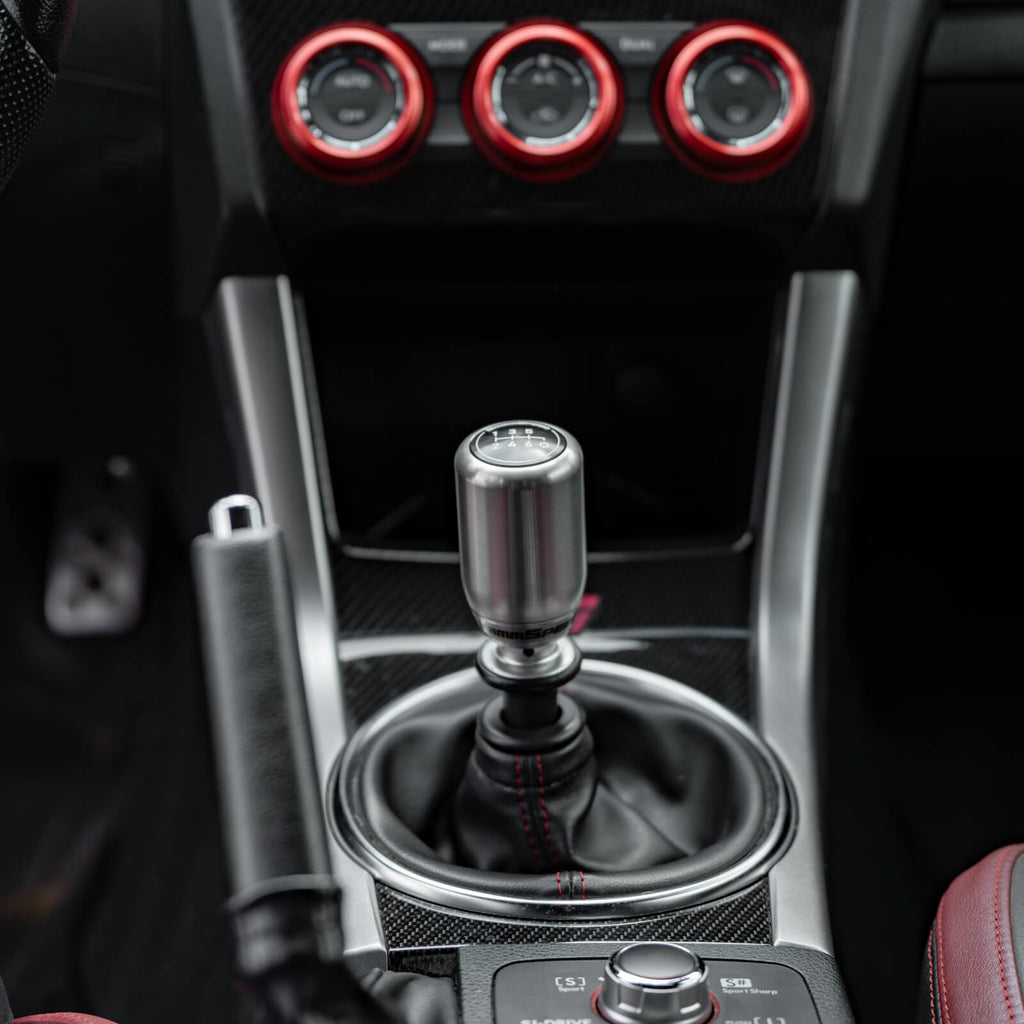 GrimmSpeed Swap-Top Weighted Shift Knob (Piston, Stainless Steel), 2002-2026 WRX & STi - Angle 5