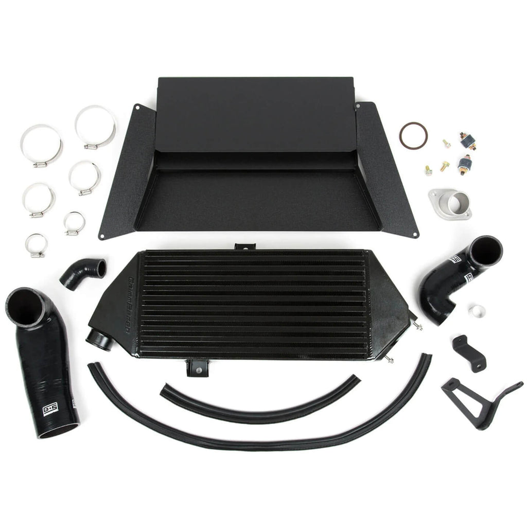 GrimmSpeed Top Mount Intercooler Kit w/ Splitter (Black), 2008-2014 WRX