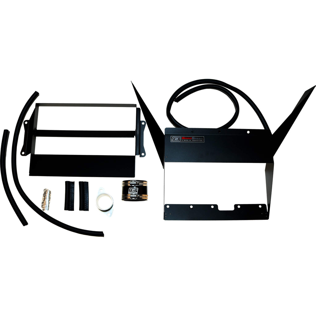 GrimmSpeed Top Mount Intercooler Kit w/ Splitter (Black), 2015-2021 WRX - Angle 3