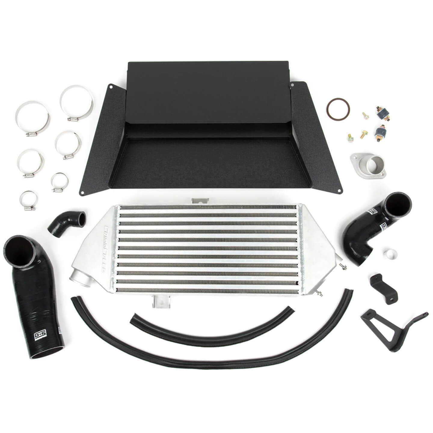 GrimmSpeed Top Mount Intercooler Kit w/ Splitter- Silver, 2005-2009 Legacy GT