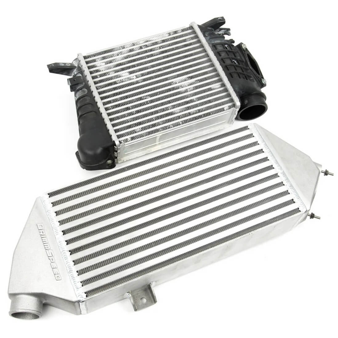 GrimmSpeed Top Mount Intercooler Kit w/ Splitter- Silver, 2005-2009 Legacy GT - Angle 6