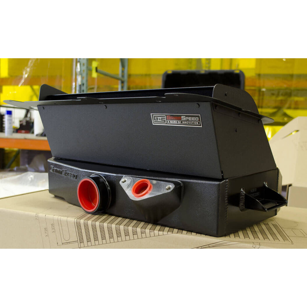 GrimmSpeed Top Mount Intercooler (TMIC) Splitter, 2004-2008 Forester XT - Angle 2