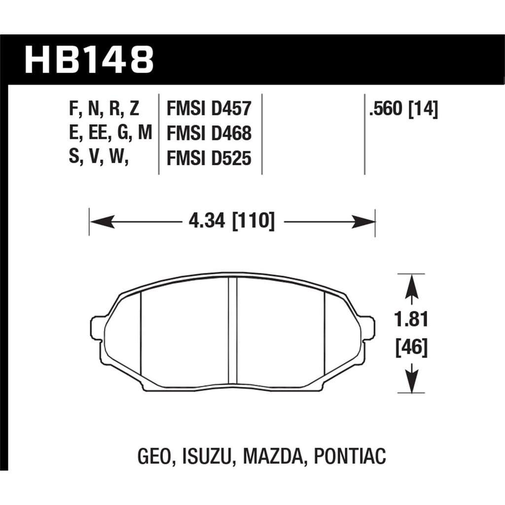 Hawk Front Brake Pads, 1990-1993 Miata