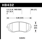 Hawk Front Brake Pads, 2003-2005 WRX & 2008-2010 WRX & 2013+ BRZ/86