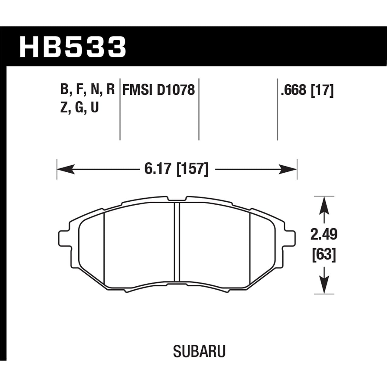 Hawk Front Brake Pads, 2015-2019 WRX