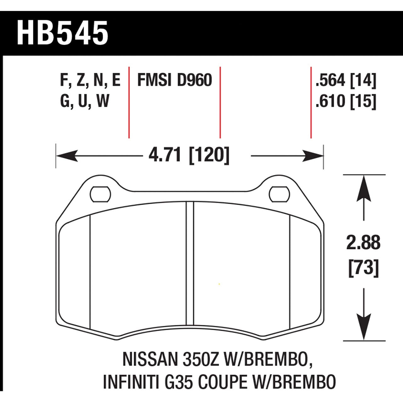 Hawk Front Brake Pads, 2003-2009 350Z w/ Brembo